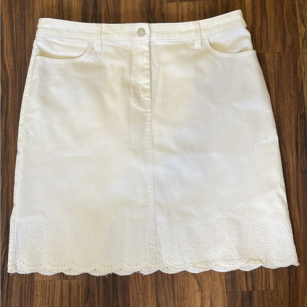 New Talbots White Eyelet-Hem A-Line Skirt